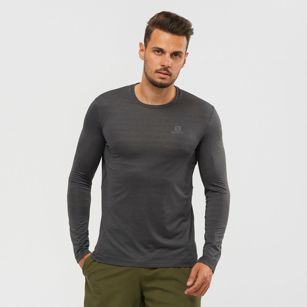 SALOMON OUTLINE Philippines - Men's Tee Shirt - Black | 890276-BAK